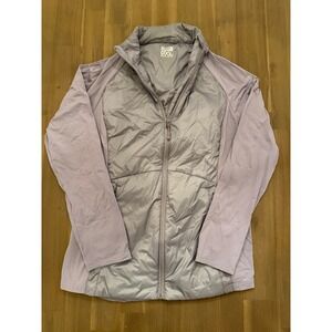 32 Degrees Cool Womens Puffer Jacket Size M Light Grey Purple Full Zip Athletic